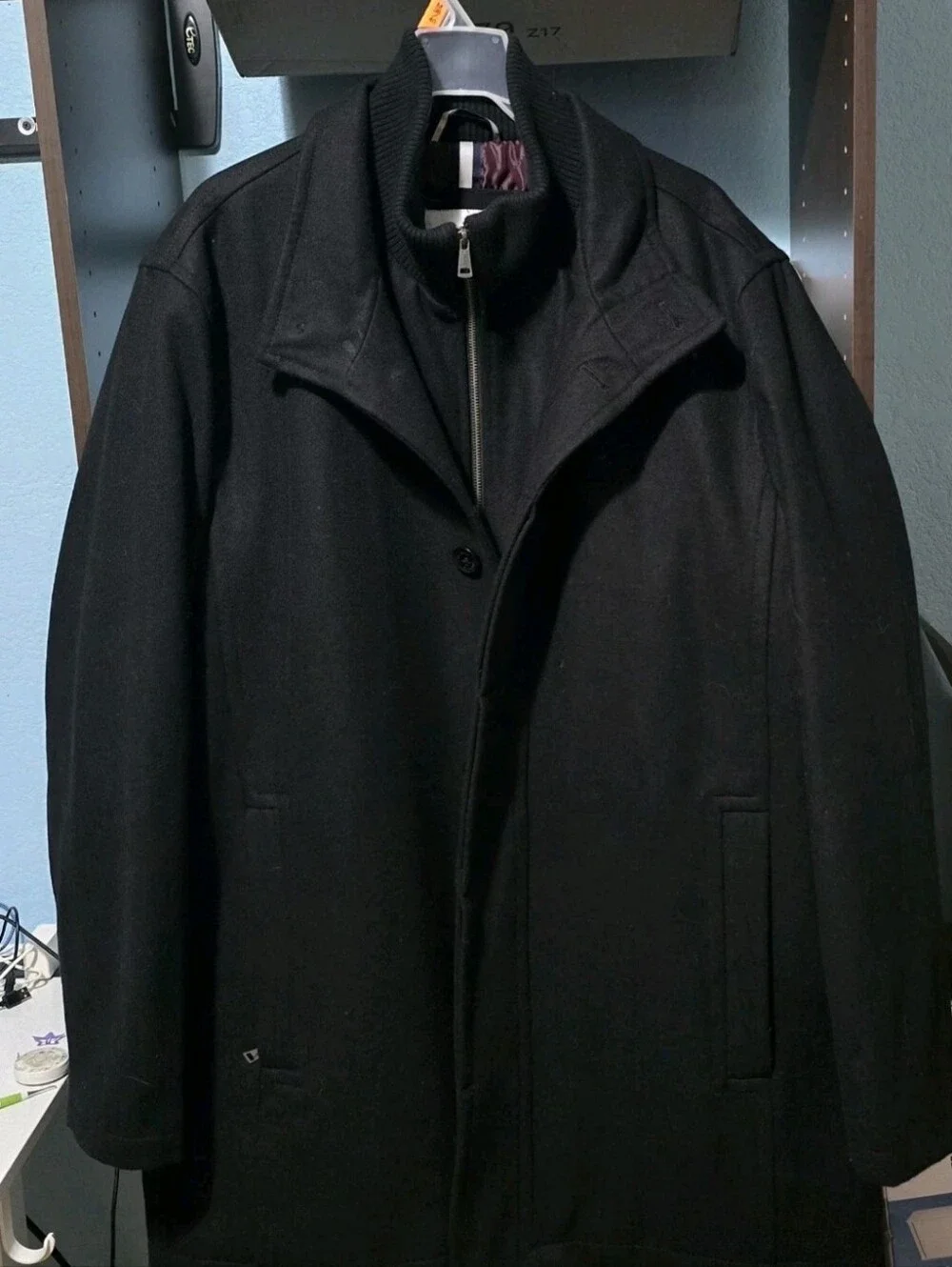 Cole Haan Mens Black Overcoat Jacket Size XXL